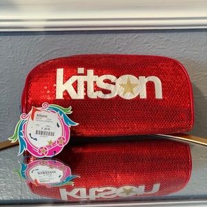 KITSON pencil or makeup bag Red sequins NWT